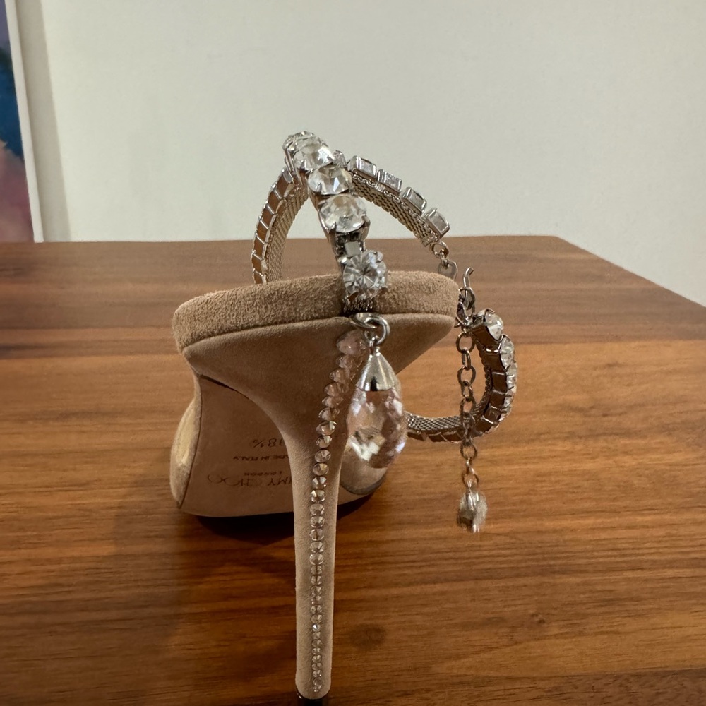 Jimmy Choo Saeda 100 Crystal Ballet Pink Suede Shoes 38.5 - Picture 6 of 9